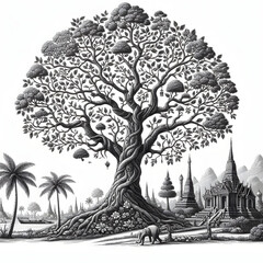 Fototapeta premium tree solid white background illustrations
