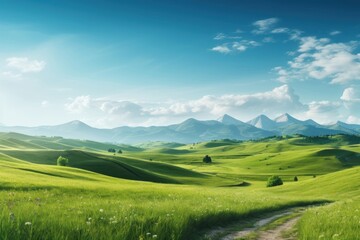 Fototapeta premium Beautiful landscape nature grassland panoramic.