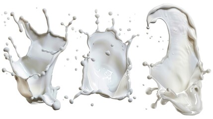 Stacked milk splashes, creamy white droplets forming layers