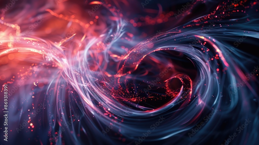 Aufkleber a close-up view of a black hole with vibrant red and blue colors swirling around it, hinting at inte