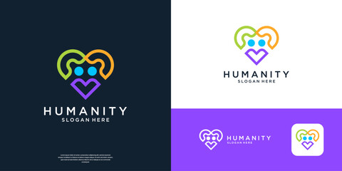 People connection with abstract human unity logo design.