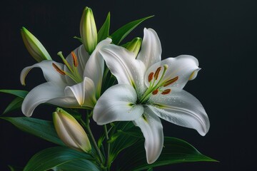 Obraz premium A bouquet of white flowers in a tight shot