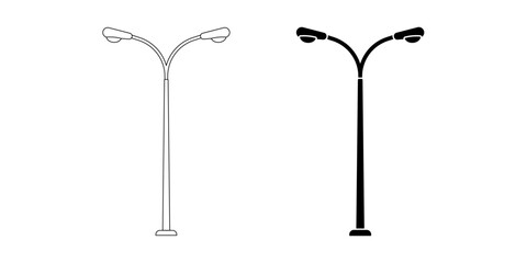 outline silhouette Street light icon set
