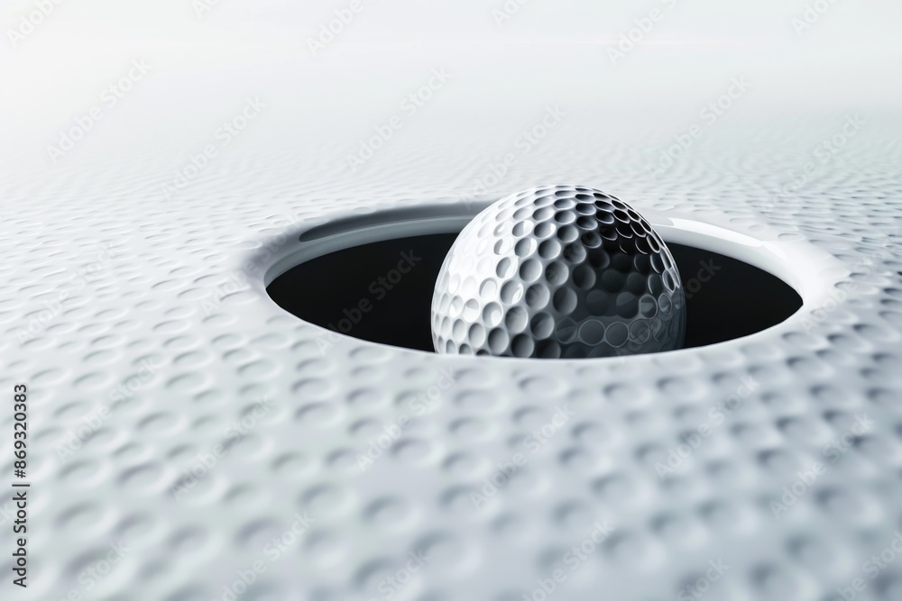 Poster a golf ball sits in the center of a white hole, providing a clean and simple image for various uses
