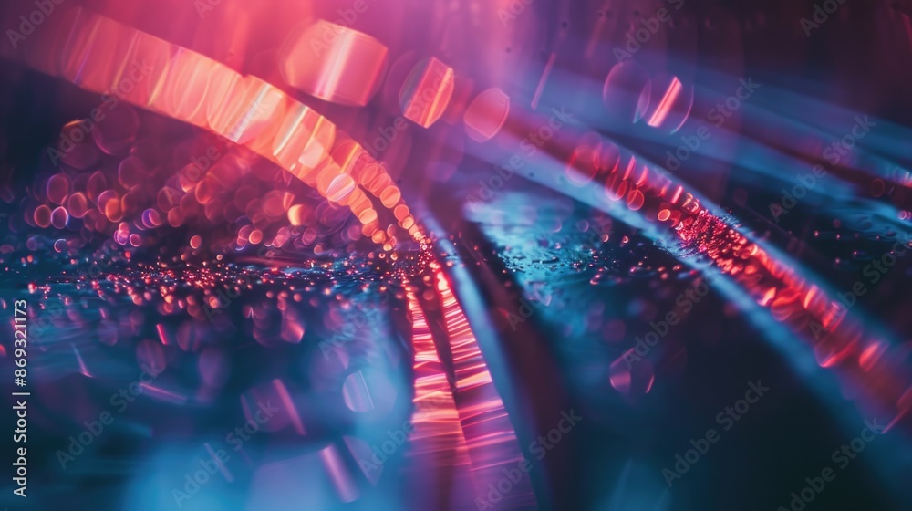 Poster A blurred image of a stage lit up by bright lights, perfect for use in event or performance-related contexts