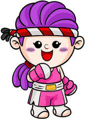 cute cartoon boxer woman sport character illustration