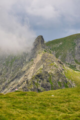 Fototapeta premium Landscape with the Fagarasi mountains in Romania on a summer day.