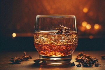 Amaro: A glass of amaro with a star anise.