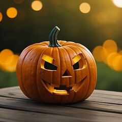 halloween pumpkin on a wooden table
