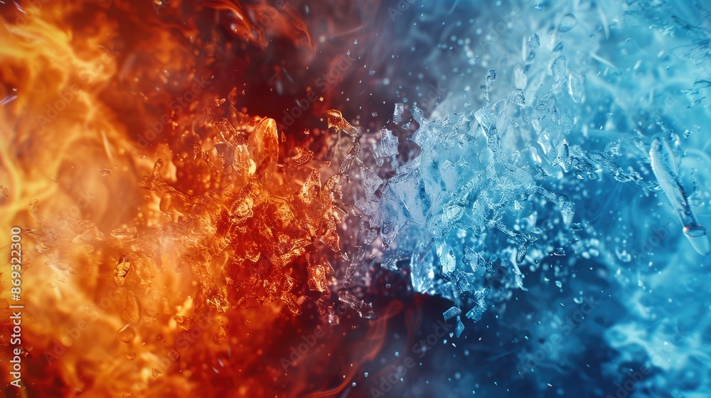 Poster a close up shot of flames and waves, suitable for use in concepts related to passion, energy, or nat