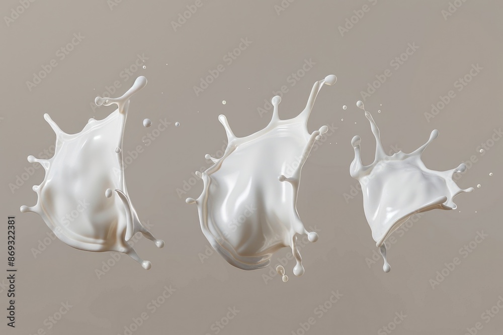 Poster a group of milk splashes into the air, capturing a moment in time