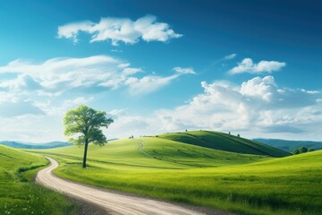 Beautiful countryside landscape grassland outdoors.