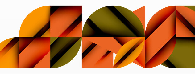 Obraz premium Circle, square and flower petal geometric background. Round shapes composition for wallpaper, banner, background or landing