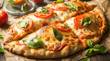 Delicious Calzone Pizza with Tomato and Basil