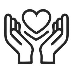 Raised helping hands vector icon. Illustration for volunteer and charity work in flat style with arms and geometric elements, hearts.  Crowd of people ready and available to help and contribute.