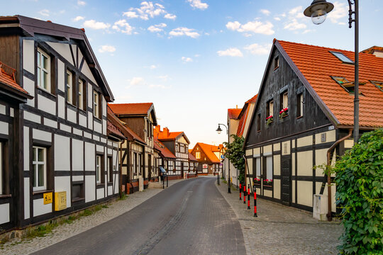 Streets in the city of Ustka with interesting characteristic buildings
