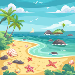 Beach cartoon illustration