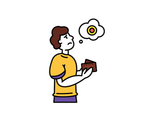illustration of a man looking sad because he has no money. empty wallet. ran out of money. financial or economic problems. character design. outline style