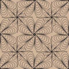 Hand drawn lace flower ornament on a beige background, perfect for printing