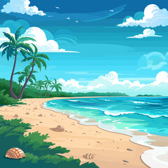 Beach cartoon illustration