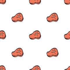 Seamless steak pattern. Drawn meat background