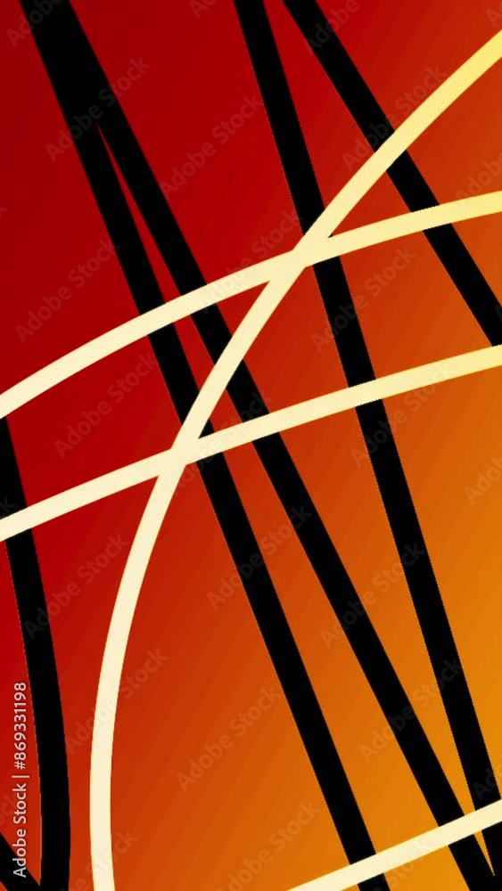 Poster white and orange background. motion.bright lines in cartoon animation that draw patterns scribbling 