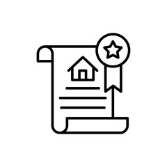 House Certificate outline icons, minimalist vector illustration ,simple transparent graphic element .Isolated on white background