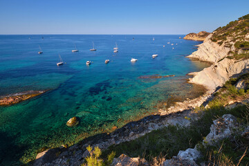 Fototapeta premium seascape coastal cliffs and blue sea