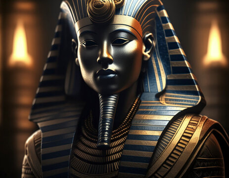 rostro de la m&aacute;scara de un fara&oacute;n del antiguo Egipto