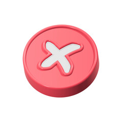Obraz premium Deleted icon, cancel symbol 3d red color