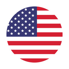 Fototapeta premium Flag USA isolated flat icon. America holidays 4 july. Vector
