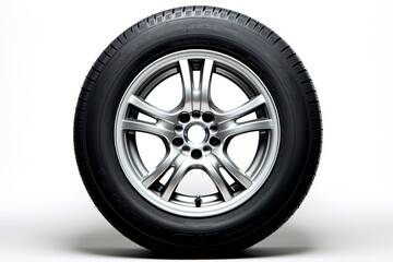 Obraz premium Set of Car wheels isolated on a white background - 3d rendering