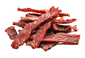 Beef Jerky Pile Isolated on Transparent Background
