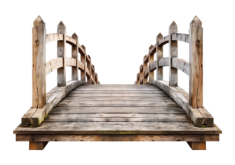 Wooden Bridge Front View Isolated on Transparent Background
