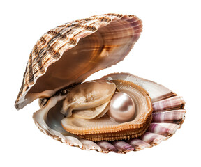 Clam With Pearl Isolated on Transparent Background
