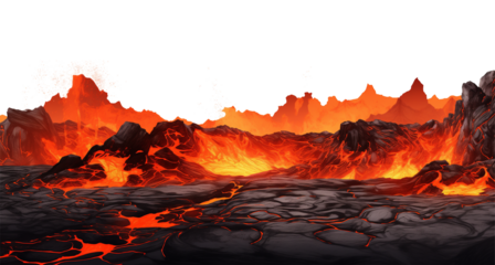 Underground Magma Landscape Isolated on Transparent Background
