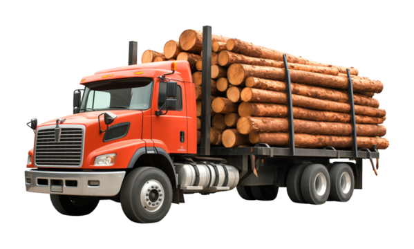 Logging Truck or Timber Lorry Isolated on Transparent Background
