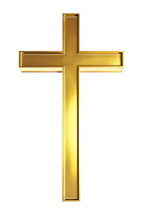 Golden Holy Cross Isolated on Transparent Background
