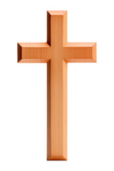 Wooden Holy Cross Isolated on Transparent Background
