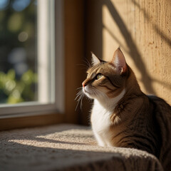 Portrait of beautiful cat exploring. Generative Ai