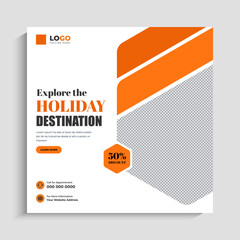 Tour and Travel Agency Social Media Instagram Post Template Design