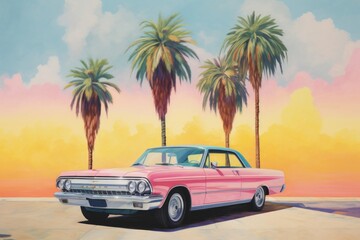 Painting tree car outdoors.