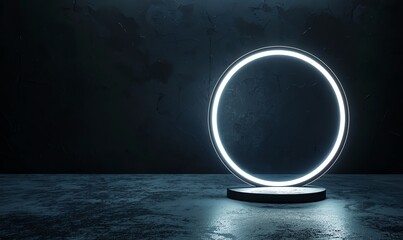 Glowing Circle on Dark Concrete Background