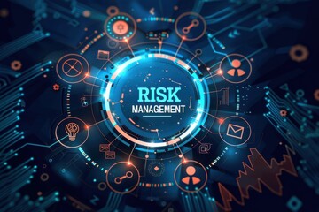 Obraz premium Business Risk Management concept. Virtual screen icon background