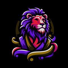 King mascot Hand drawn lion logo illustration