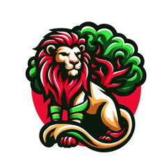 King mascot Hand drawn lion logo illustration