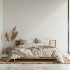room with bed in front of empty wall