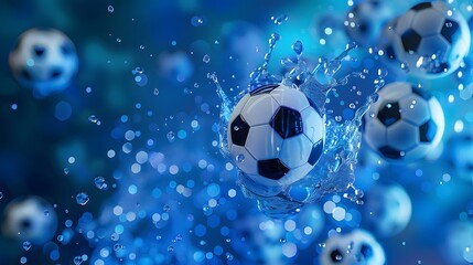 Fototapeta premium Soccer Ball Splashing in Water.