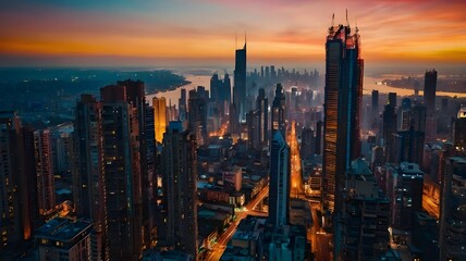 Fototapeta premium sunset over the city