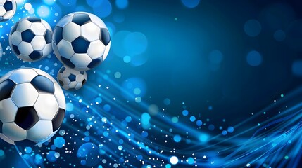 Fototapeta premium Soccer Ball with Blue Bokeh Background.